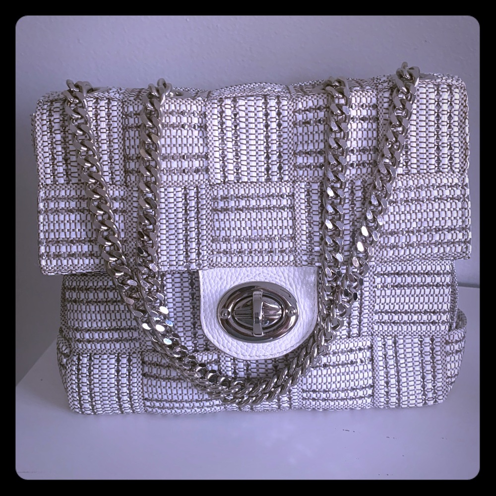 White and silver purse